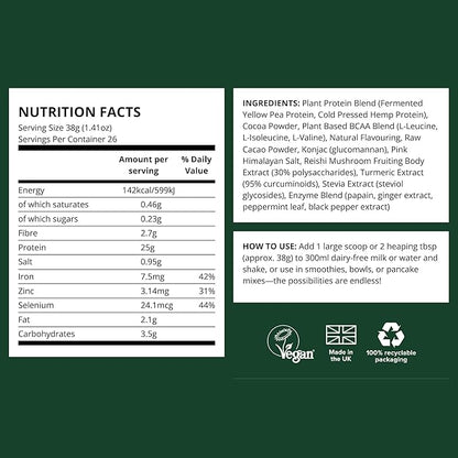 Vivo life Perform Plant Protein Powder - Pea & Hemp Protein Blend with BCAA (34.85 oz, Banana &