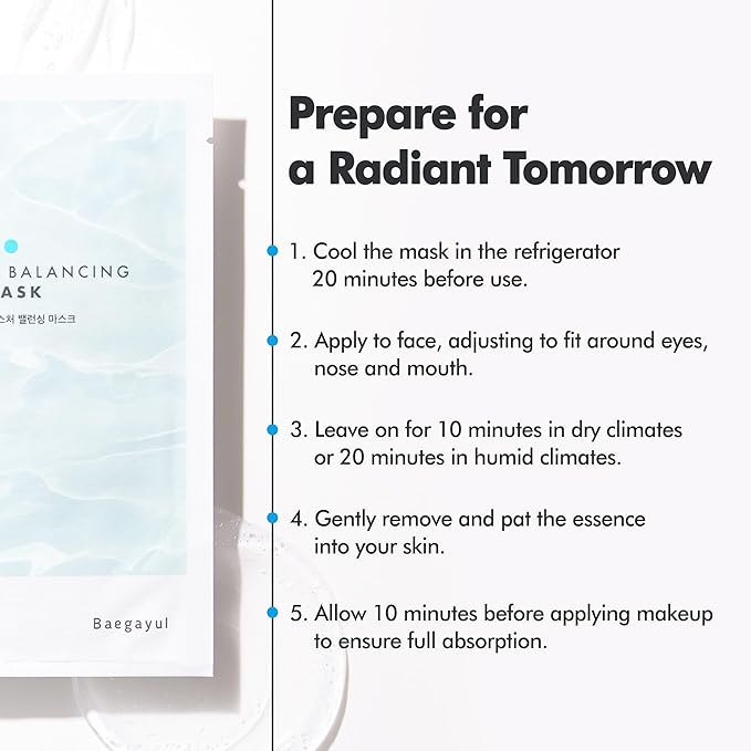 Moisture Balancing Sheet Mask 10EA - Hydrating & Soothing Facial Mask with Hyaluronic Acid, Glow