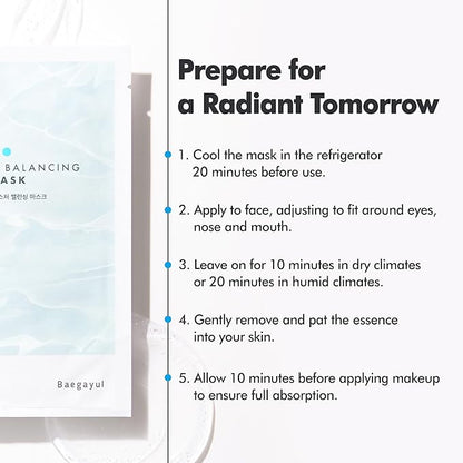 Moisture Balancing Sheet Mask 10EA - Hydrating & Soothing Facial Mask with Hyaluronic Acid, Glow