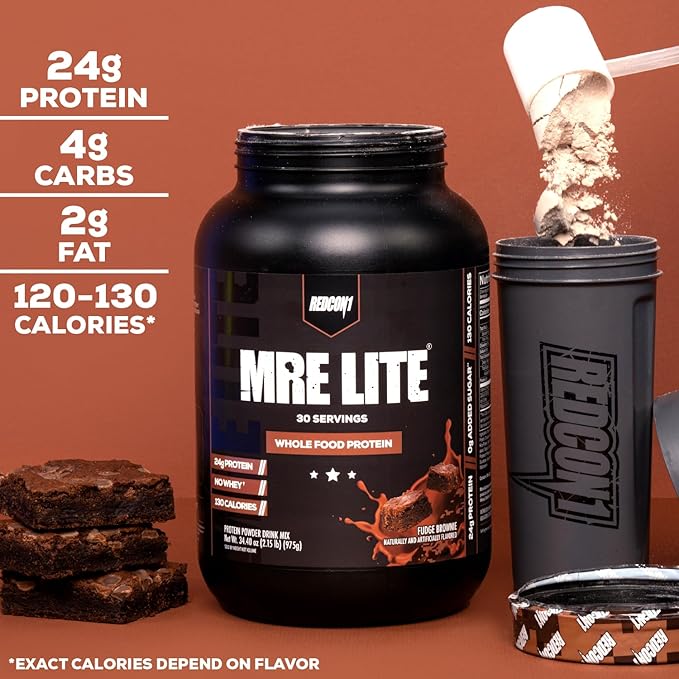 REDCON1 MRE Lite Whole Food Protein Powder, Cookies N' Cream - Low Carb & Whey Free Meal