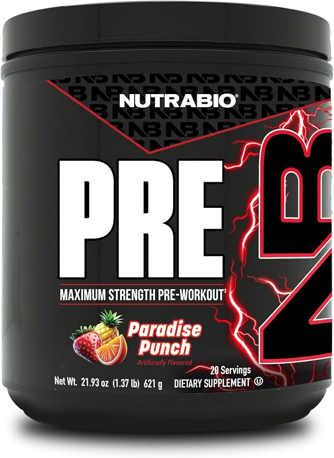 NutraBio Preworkout Powder, Paradise Punch| Explosive Energy, Laser Focus, Extreme Pumps| Pre