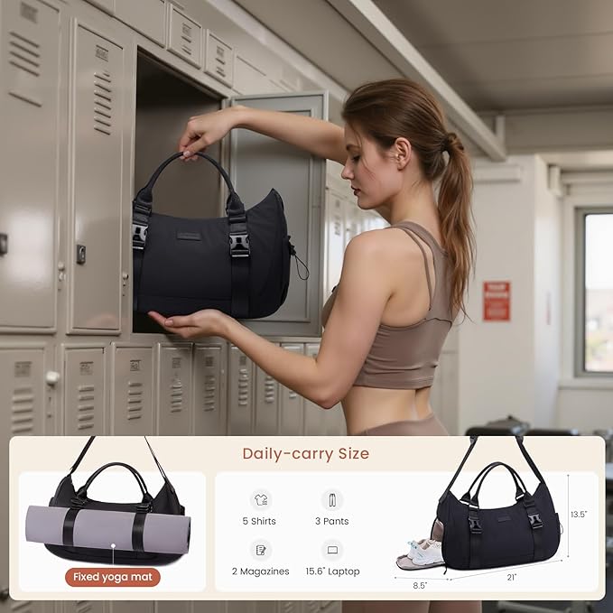 LOVEVOOK Gym Bag for Women Men, duffle bag for travel with shoe compartment, Small Gym Tote Dry Wet