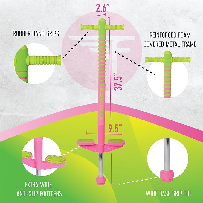 Flybar Maverick 2.0 Foam Pogo Stick for Kids Ages 5 and Up, 40 to 80 Pounds, Outdoor Toys, Boys