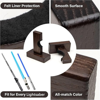 Lightsaber Horizontally Display Mount,Lightsaber Wall Mount, Wooden holder horizontally on the wall