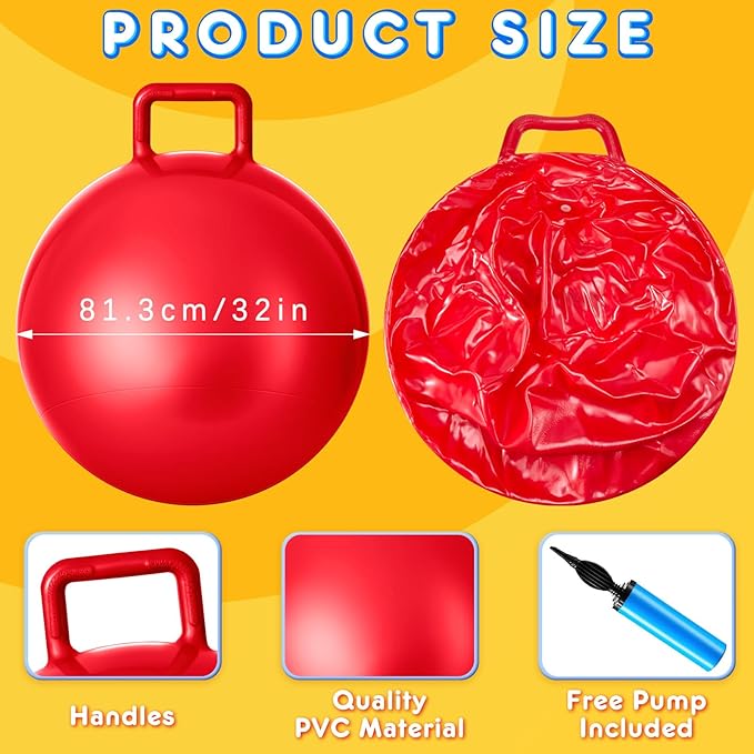 Lewtemi 6 Pcs Hopper Ball Carnival Outdoor Games 32 Inch Jumping Hopping Inflatable Bouncing Ball