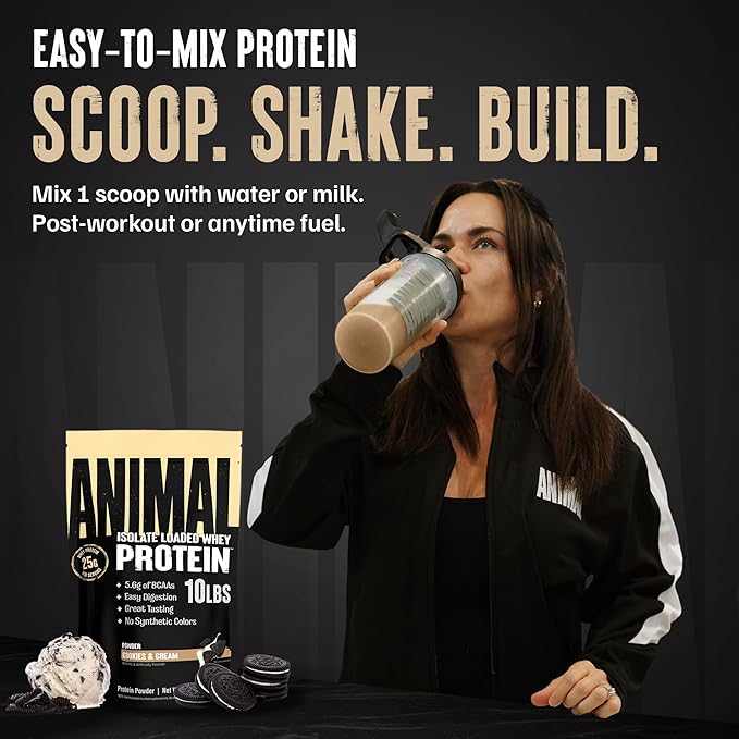Animal Whey Isolate Protein Powder - Loaded for Pre & Post Workout Muscle Builder and Recovery with
