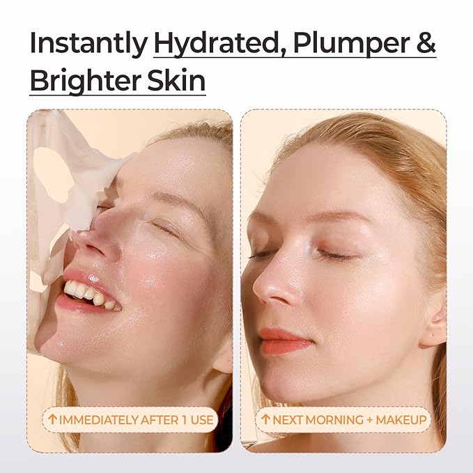 MOTHER MADE Glowing Glass Skin Hydrating Snail Deep Collagen Face Masks 10 EA, with Niacinamide 2%
