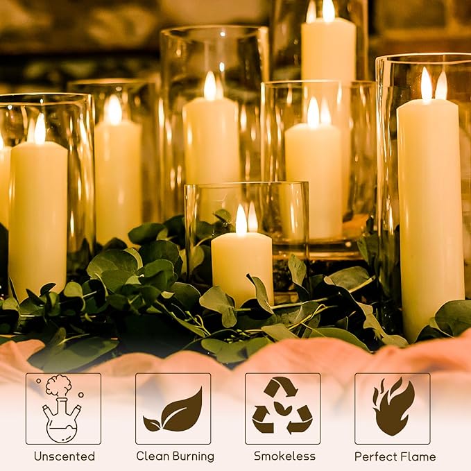 36PC Lvory Pillar Candles Bulk 2 in x 3, 6, 8 Inch Long Burning Wax Pillar Candles Unscented