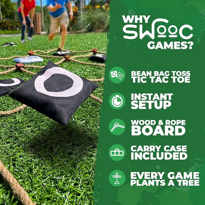 Swooc Games® - Giant Tic Tac Toe Game Outdoor (All Weather) | 3ft x 3ft | Instant Setup, No