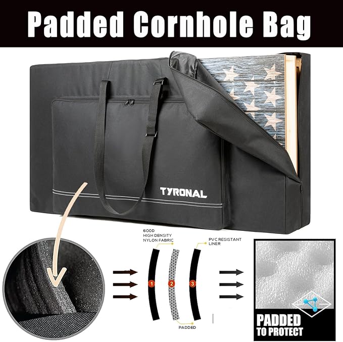 Cornhole Carrying Case Fits 4' x 2' Regulation Size Board, Cornhole Carrying Bag with Protective
