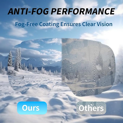 Ski Goggles for Men Women Adult & Youth, OTG Snowboard Goggles Anti Fog, Snow Goggles UV Protection