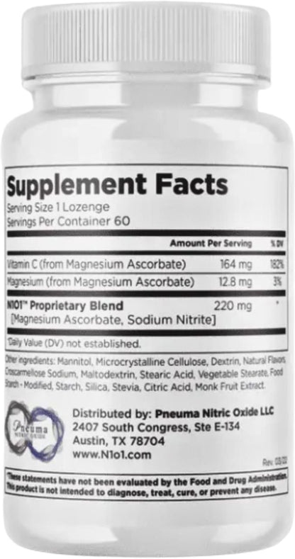 Nitric Oxide Lozenges for Heart Health Support - Dietary Supplement for Blood Flow, Oxygenation and