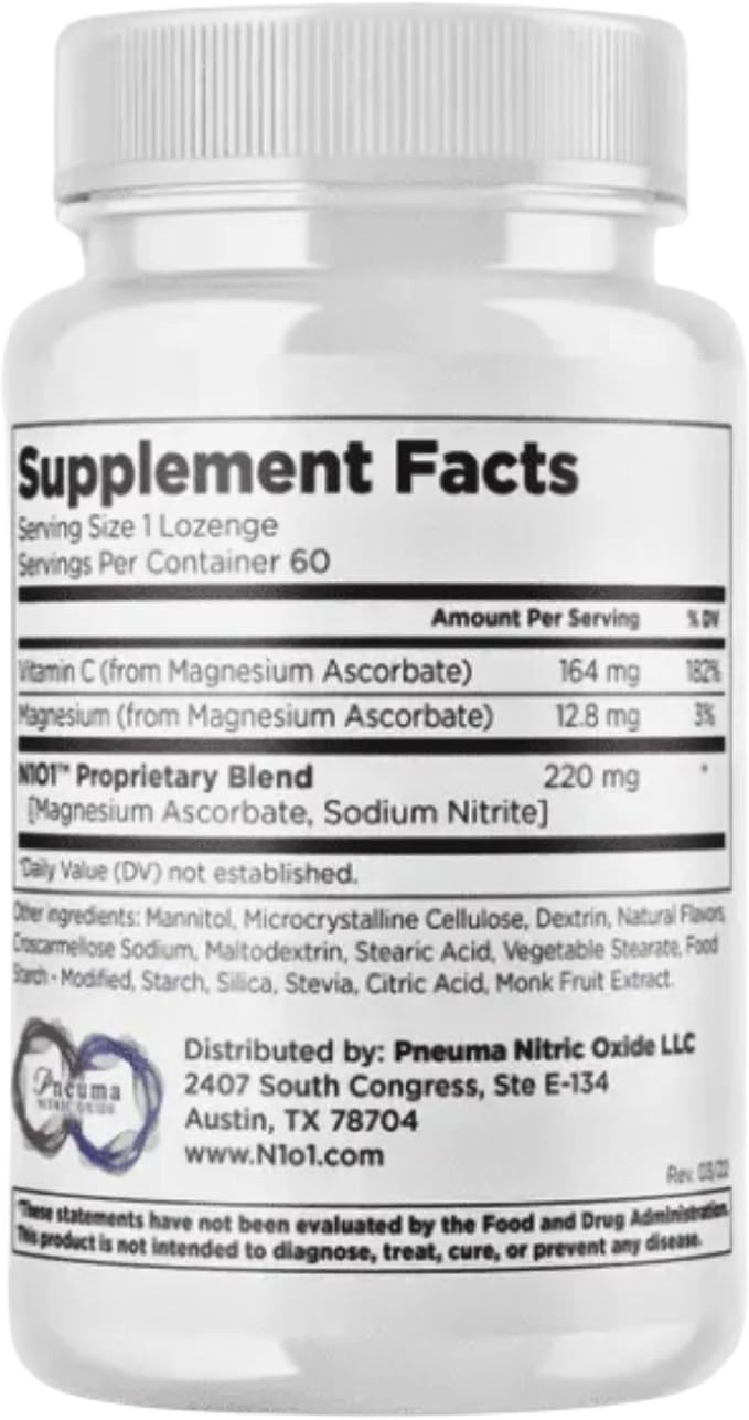 Nitric Oxide Lozenges - 60 Count - Nitric Oxide Supplement for Heart Health, Circulation, Energy
