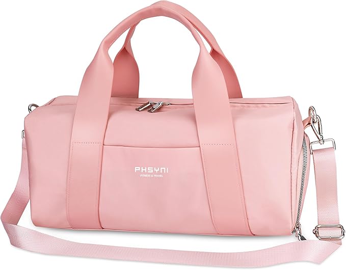 Compact Sports Gym Bag for Women Girls, Cute Mini Duffle Bag with Wet Pocket & Shoes Compartment