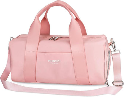 Compact Sports Gym Bag for Women Girls, Cute Mini Duffle Bag with Wet Pocket & Shoes Compartment