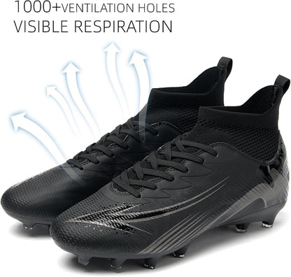 Men's High Top Soccer Shoes FG Long Spikes Adult Football Shoes Lightweight Professional Athletic