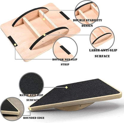 Balance Board Wooden Wobble Board for Adults Anti-Slip Board for Physical Therapy & Core Strength