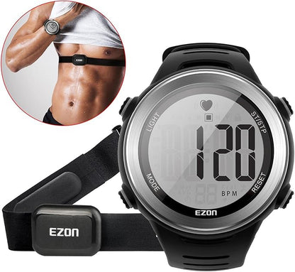 EZON Heart Rate Monitor and Chest Strap, Exercise Heart Rate Monitor, Sports Watch with HRM