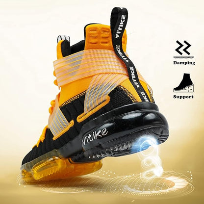 JMFCHI Kids Basketball Shoes High-top Sports Shoes Sneakers Durable Lace-up Non-Slip Running Shoes