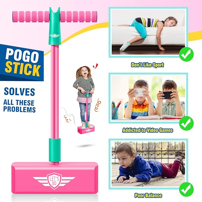 CUUGO LET'S GO! CG Jumping Promotes Growing Taller- Pogo Stick Foam Pogo Jumper for Kids, Toys for