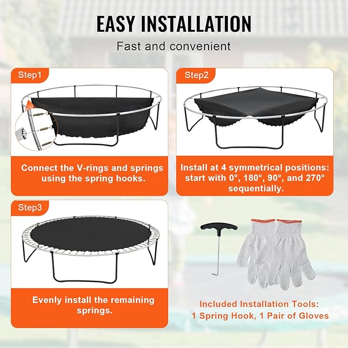 VEVOR Replacement Trampoline Mat, Universal Jumping Round Trampoline, Reinforce UV-Resistant Mat