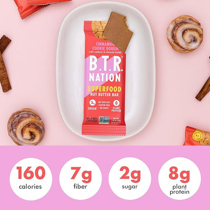 B.T.R. Nation Superfood Keto Protein Bars, Plant Based Vegan Protein - Cinnamon Cookie Dough ENERGY