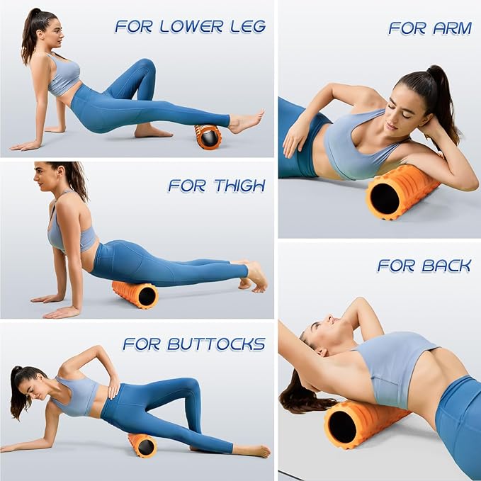 Foam Roller High Density Foam Roller Set for Deep Tissue Muscle Massage, 18" Trigger Point Fitness
