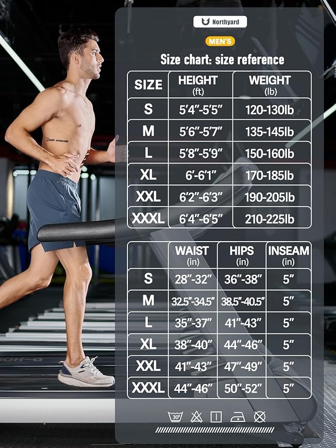 NORTHYARD Men's Running Athletic Shorts 5'' Workout Gym Tennis Short Quick Dry Lightweight Active