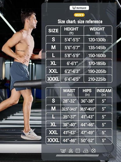 NORTHYARD Men's Running Athletic Shorts 5'' Workout Gym Tennis Short Quick Dry Lightweight Active