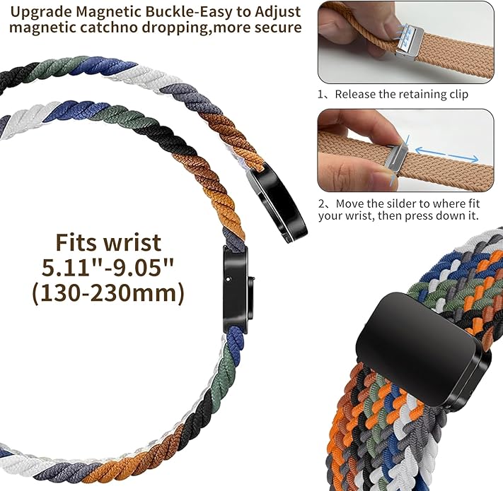 Braided Band Compatible with Fitbit Versa 4 Bands for Woman/Versa 3/Sense 1/Sense 2 Band, Magnetic