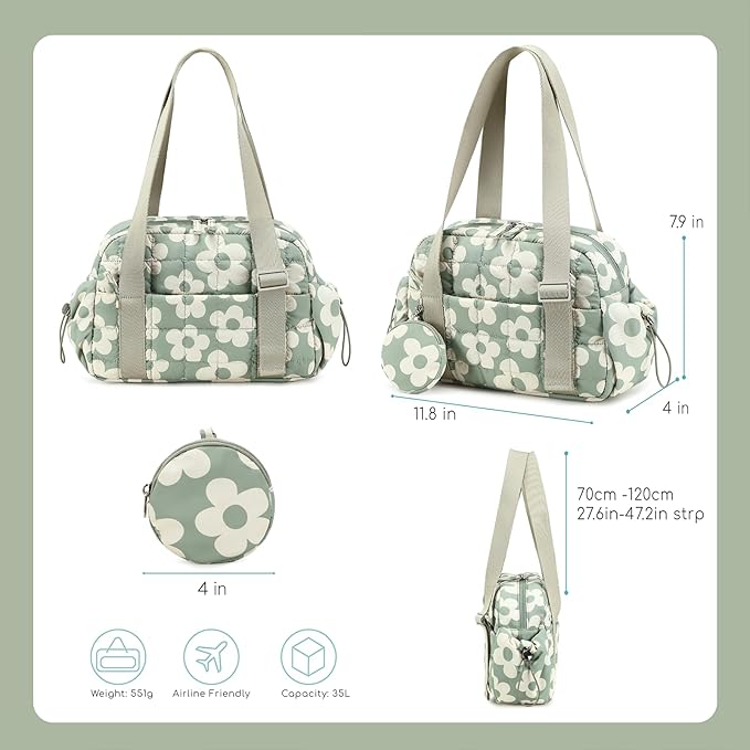 CAMTOP Mini Gym Bag for Women, Small Gym Tote Bag Puffy Quilted Sports Duffel Bag with Wet