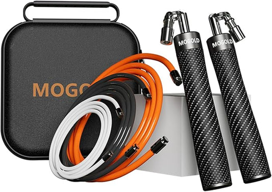 Weighted Jump Rope for Men Women -Interchangeable 1/5lb 1/4lb 1/2lb Heavy jump ropes - 360 Degree