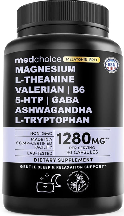 12-in-1 Sleep Support Capsules - Melatonin-Free and Non-Habit Forming Sleep Supplement with a