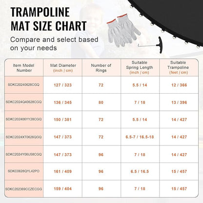 VEVOR Replacement Trampoline Mat, Universal Jumping Round Trampoline, Reinforce UV-Resistant Mat