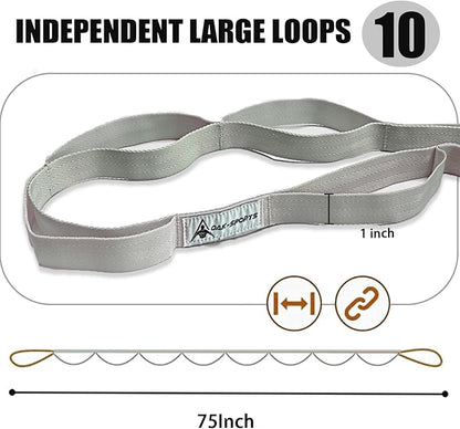 Stretching Strap Yoga Strap with Loops, Stretch Straps for Physical Therapy, Non-Elastic Exercise