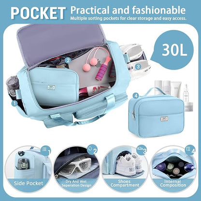 FIORETTO Women's Gym Duffle Bag with Shoes Compartment, 37L Capacity, Ideal for Travel, Gym