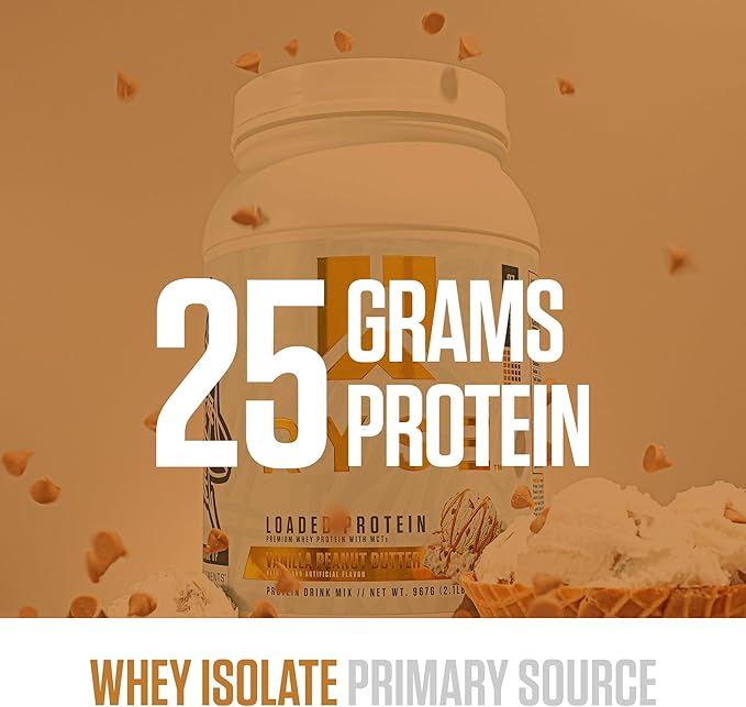 RYSE Loaded Protein Powder - Vanilla Peanut Butter - 25g Whey Protein Isolate & Concentrate with