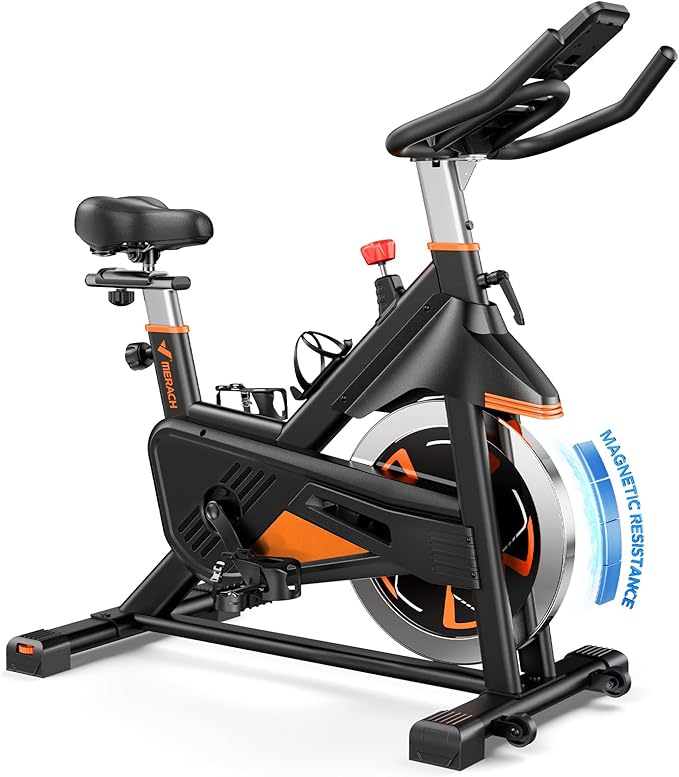 MERACH Magnetic Exercise Bike, Indoor Cycling Bike with Self-Developed App, 350 lbs Weight Capacity