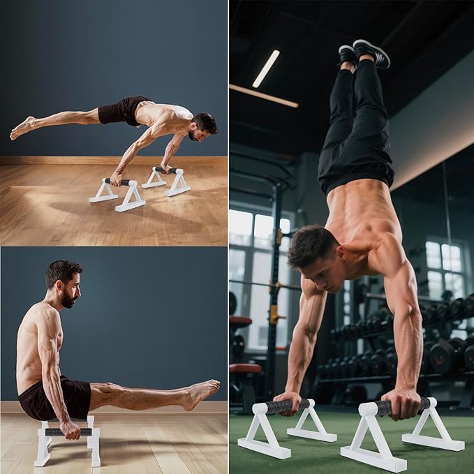 1 Pair Wooden Parallettes Push Up Bars for Men, Strength Training Pushup Stands Handles for Home
