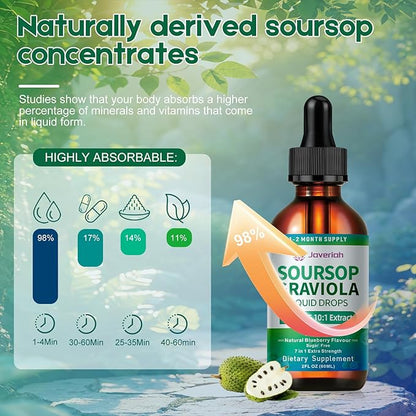 Soursop Graviola Liquid Drops Supplement with Sea Moss Extract, Soursop Bitters Liquid for Cell