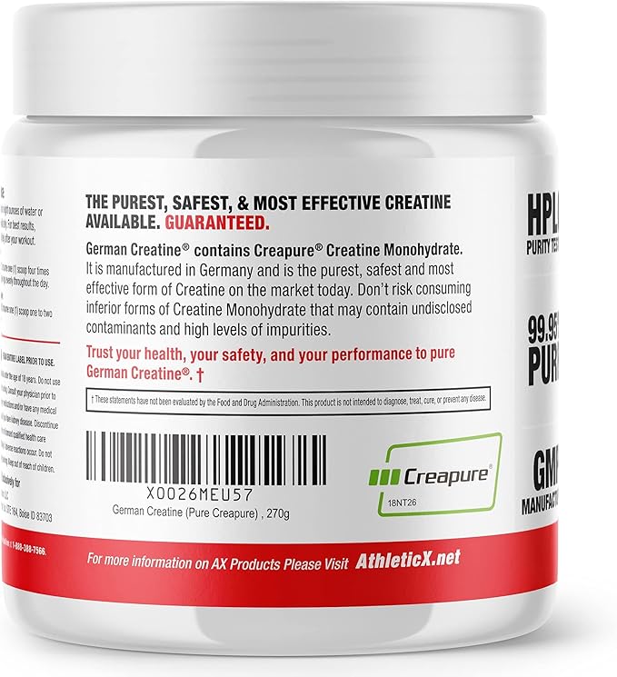 German Creatine - Micronized Creatine Monohydrate Powder, 99.99% Pure Creapure for Muscle Growth