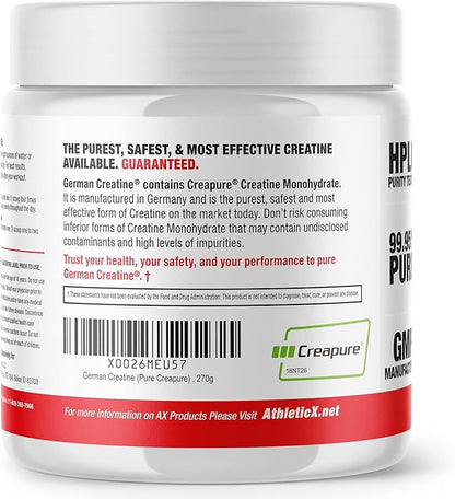 German Creatine - Micronized Creatine Monohydrate Powder, 99.99% Pure Creapure for Muscle Growth