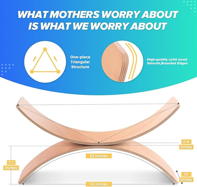 Balance Board Kids, [Natural Wood] Wobble Board for Kids Toddlers, Open Ended Montessori Waldorf