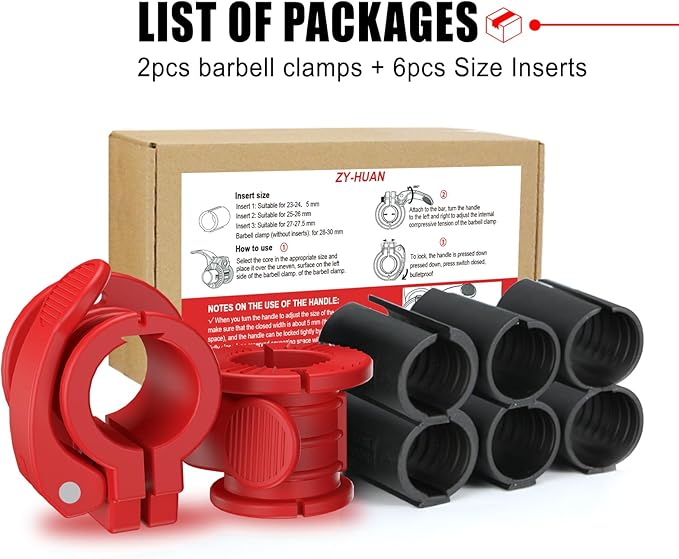 Barbell Clips 1 Inch Quick Release Weight Clamps 0.9-1.18inch Multi-Size Adjustable Olympic Clamps
