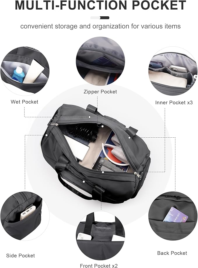 Gym Bag for Women Men with Shoe Compartment, Sport Duffel Bag, Waterproof Travel Weekender