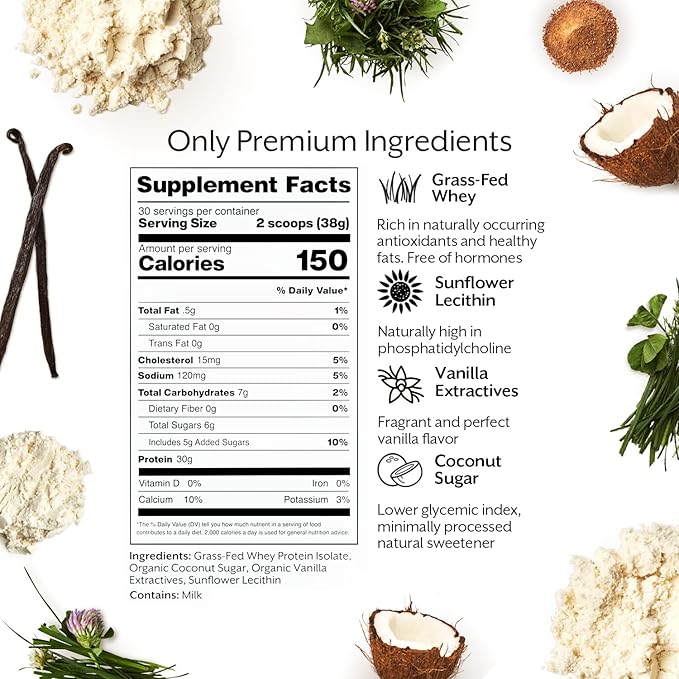 ProMix Nutrition Whey Protein Isolate Powder, Vanilla - Grass-Fed - ­Post Workout Fitness &