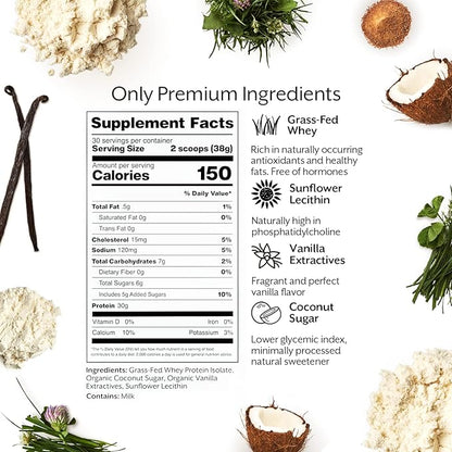ProMix Nutrition Whey Protein Isolate Powder, Vanilla - Grass-Fed - ­Post Workout Fitness &