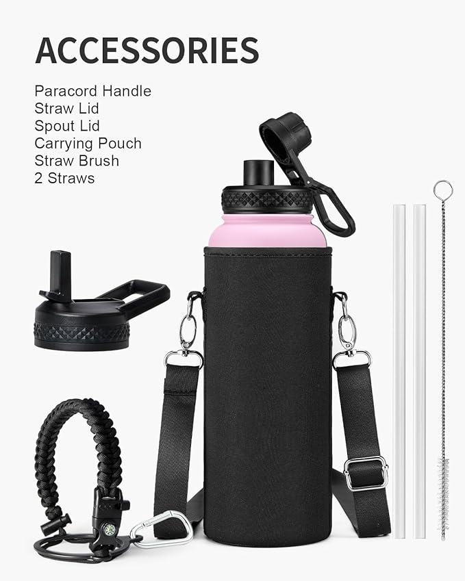 40oz Insulated Water Bottle,Stainless Steel Vacuum Water Bottle, BPA-Free & Leakproof -with
