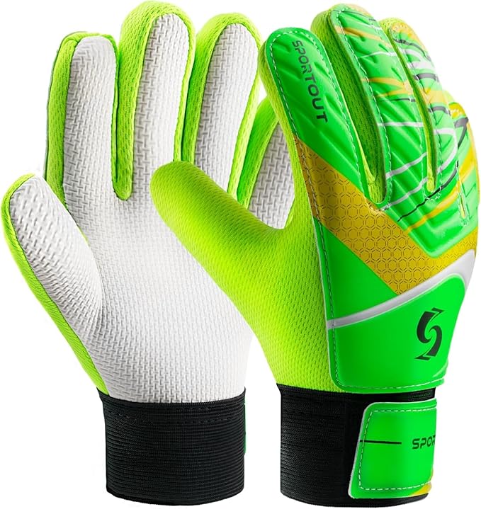 Sportout Kids Goalkeeper Gloves, Soccer Gloves with Double Wrist Protection and Non-Slip Wear
