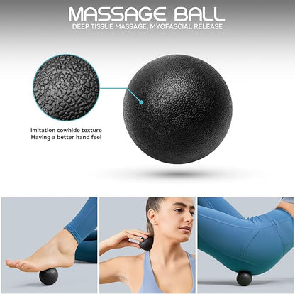 5-in-1 Foam Roller Set, Massage Roller Stick, Massage Ball, Resistance Band for Deep Muscle